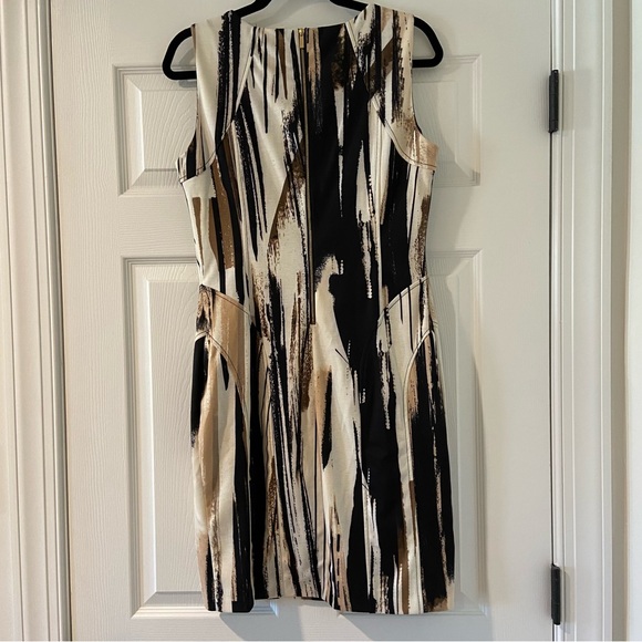 Calvin Klein Women's Black and Cream Abstract Dress NWT Sz 6 - Picture 2 of 8